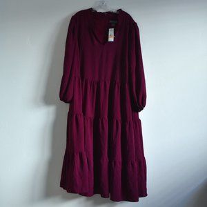 JESSICA HOWARD PLUS SIZE TIERED SPLIT-NECK DRESS